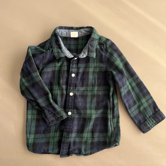 H&M Plaid Flannel Kids Shirt - Green and Blue - Picture 6 of 8